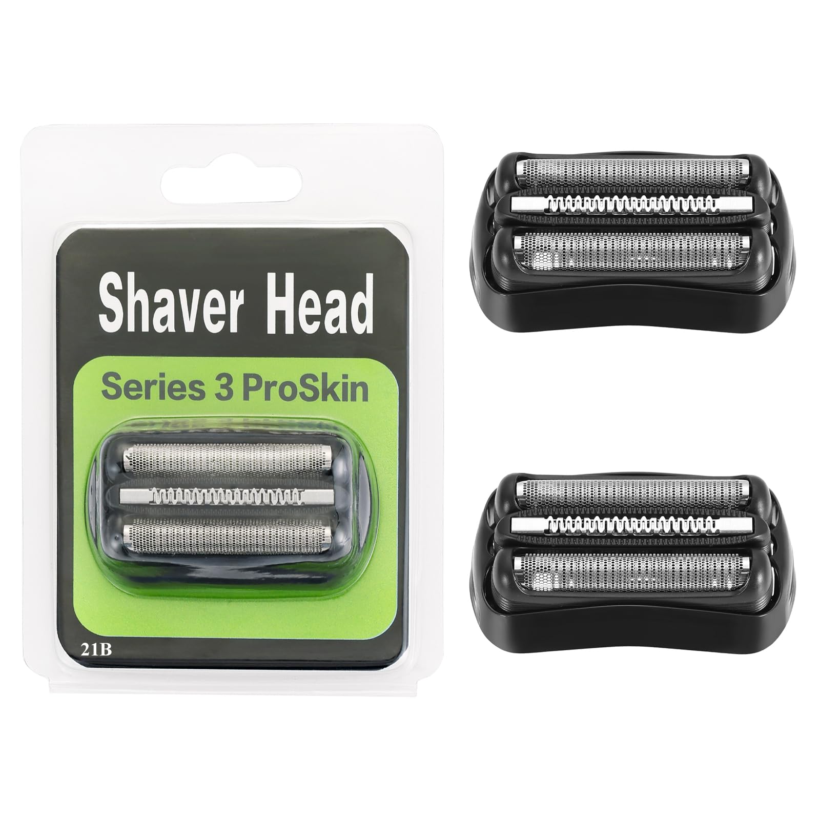 Photo 1 of 2 PCS Series 3 21B Replacement Shaver Head, Series 3 Foil & Cutter Razor Replacement Head, Compatible with Braun Series 3 3040s, 300s, 310s, 320s, 3050cc, 360s, 370cc, 3090cc