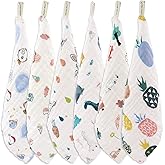 Farmer Mani Muslin Baby Washcloths Set (6-Pack), 6-Layer Natural Cotton Infant Face Towel, Ideal for Sensitive Skin and Baby, Reusable Wipes Multipurpose 11.8 x 11.8 inches (Square)