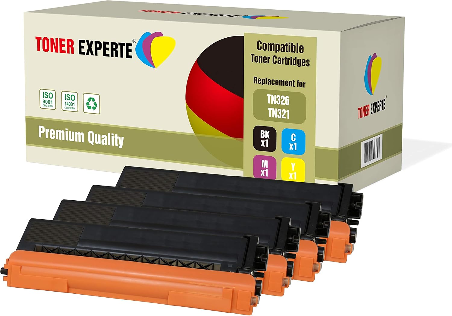 TONER EXPERTE Set of 4 Compatible with TN-326 TN326 Premium Toner Cartridges for Brother HL-L8250CDN, HL-L8350CDW