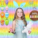 GREATRIL Pastel Rainbow Foil Fringe Curtain 2 Pack 3.2ft x 8.2ft Backdrop view 3