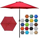 Blissun 7.5 ft Patio Umbrella, Yard Umbrella, Outdoor Market Umbrella with Push Button Tilt Crank (Red)