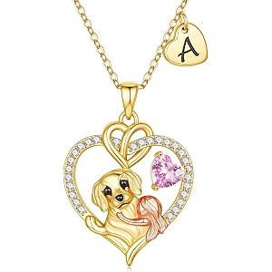 MONOOC Initial Dog Necklace for Girls Kids - Birthday Gifts for Girls Kids | Cute Dog Gifts for Teen Girls Kids Dog Lovers, G