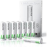 imuto Rechargeable AA Lithium Batteries, 2000mWh Stable 1.5V Output, 8 Pack | LiFePO4 battery, 2500+ cycles, CBPI leak protection, -40&deg;F to 140&deg;F operation, double a Battery, everyday household devices