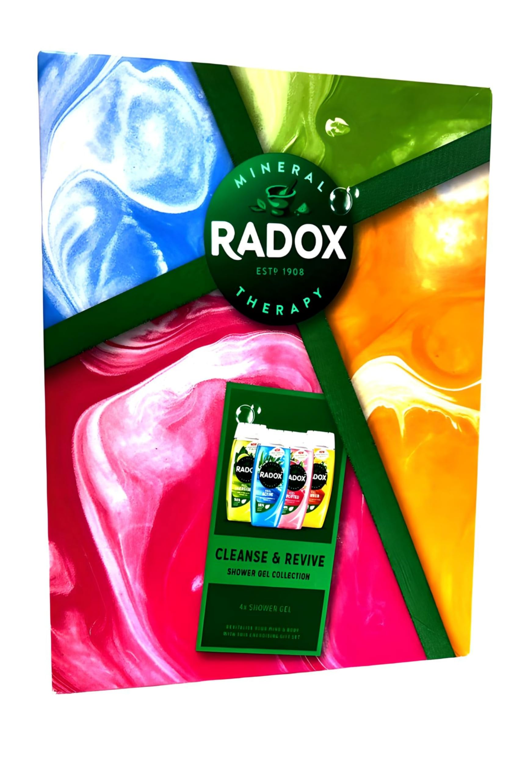 Radox Mineral Therapy Cleanse & Revive Gift Set - Energize Your Senses, 4 x 225ml