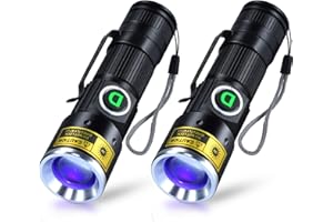 DARKDAWN UV 365nm Blacklight Flashlights USB Rechargeable, Woods Lamp Ultraviolet Light LED Portable Mini, Detector for Pet U