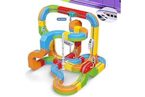 Wdebay klick Rail Electric Train Set 3D Magic Flexible Race Track for Kids 3 4 5 6 7 8 Years Old, Race Car Track with Anti-Gravity, Educational STEM LearningToy for Boys Girls Birthday