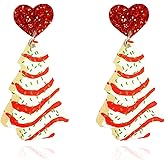 Locrccl Christmas Tree Cake Earrings For Women Drop Dangling Funky Holiday Earrings Jewelry Christmas 2024 Gifts (A-Christmas Tree Cake Earrings)