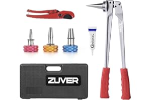 ZUVER Pipe Expander for PEX Pipe, ASTM F1960 Compliant - Featuring 1/2”, 3/4”, 1” Expander Heads and Cutting Plier ProPEX Expansion Tool Kit