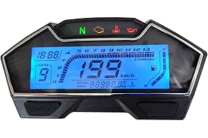 BLUERICE 199 Kph Mph Universal Motorcycle Speedometer Digital LCD Odometer Tachometer
