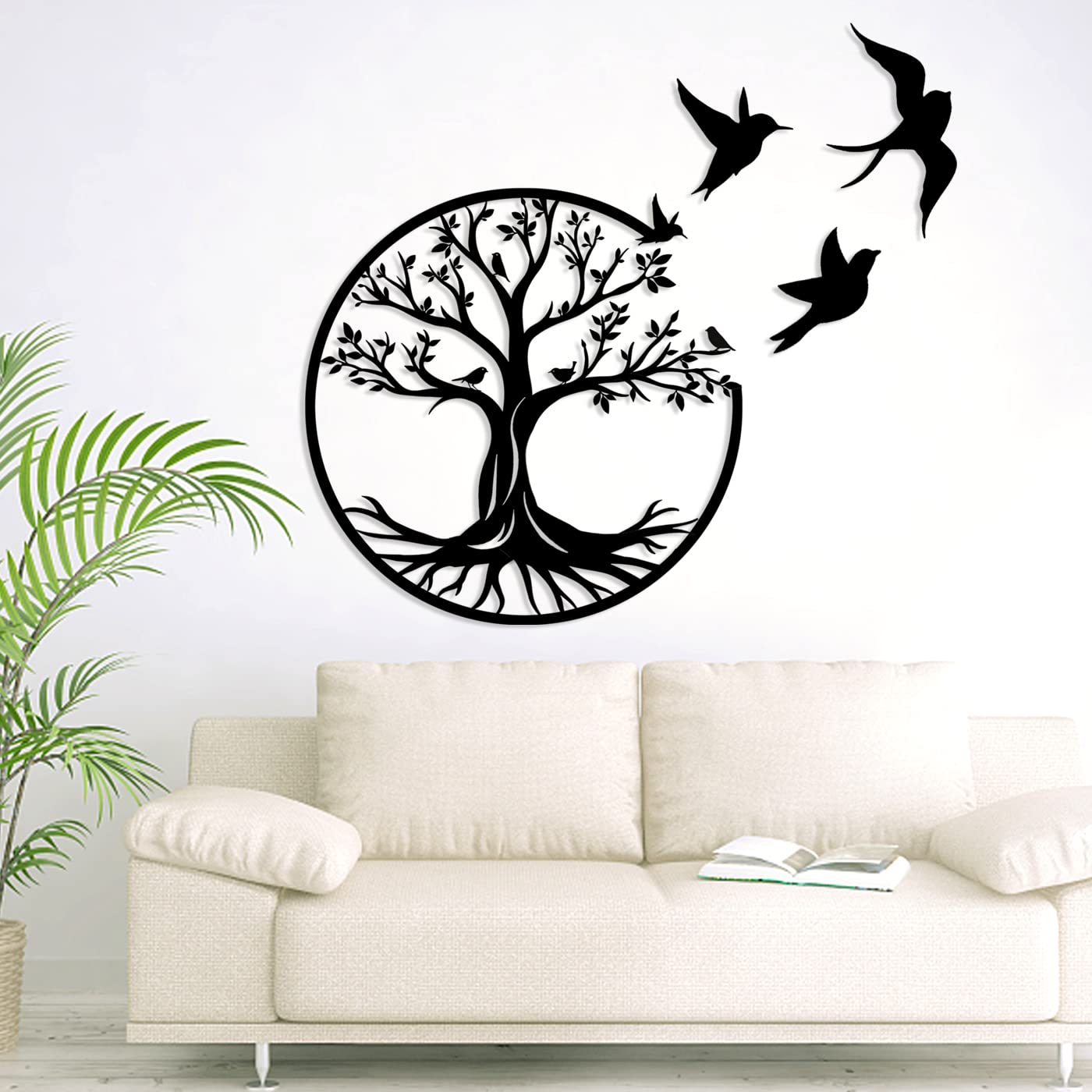 Pduoduo 50cm Metal Tree of Life Wall Decor Silhouette Art,Tree of Life Wall Art Metal Decorative for Indoor Outdoor Garden Home Decoration (19.7inch)