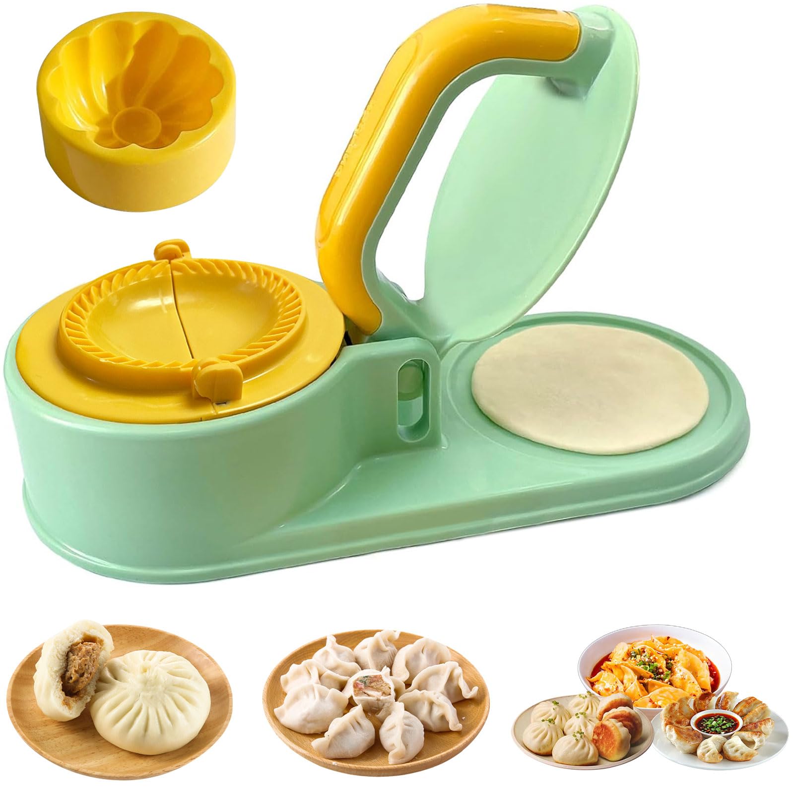 Photo 1 of 3 In 1 Dumpling Maker Press Kitchen Empanada Maker Press Baozi Bun Mold Manual Pastry Dumpling Wrapper Machine for Chinese Food, Empanada, Ravioli, Pierogi, Hand Pie (Light Green)