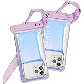 Case-Mate 2 Pack Soap Bubble IP68 Waterproof Phone Pouch - Floating Waterproof Phone Case w/Crossbody Lanyard - Compatible w/All Devices, Touchscreen Friendly - Iridescent