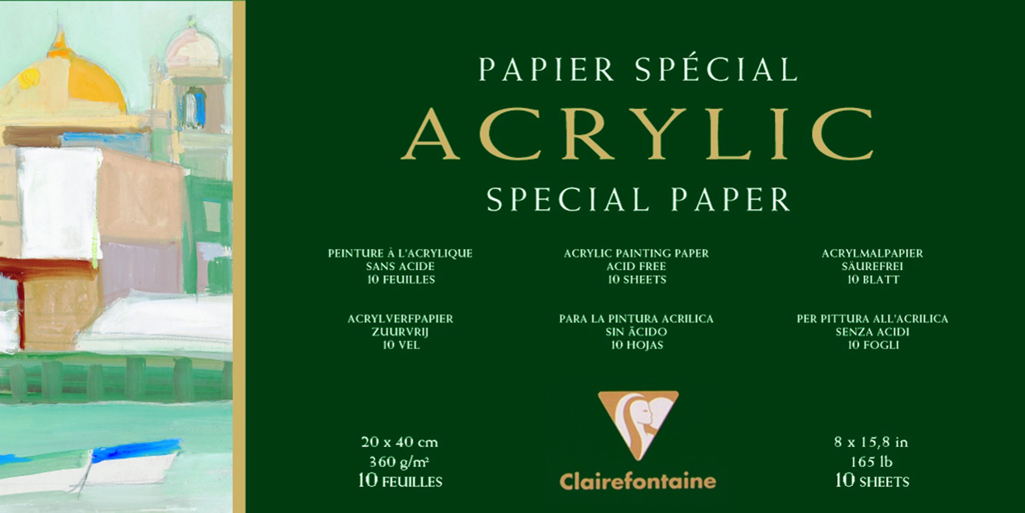 Clairefontaine - Ref 96495C - Oil Paper Pad (15 Sheets) - 42 x 56cm in Size, 240gsm Paper, Acid Free, pH Neutral - Oil Paint Adheres Well to the Light Textured Paper
