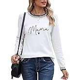 Alsol Lamesa Women's Merry Christmas Sweater Long Sleeve Crewneck Lightweight Pullover Knit Sweaters