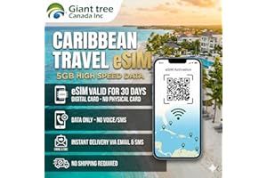 Prepaid eSIM for Caribbean & Latin America - 22 Countries/Islands Data Roaming Plan | 4G/LTE Speed | 5GB Data for 30 Days | N