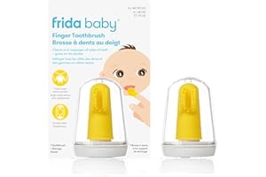 Frida Baby First Finger Toothbrush for Baby with Storage Case, Silicone Baby Finger Toothbrush for Training Teeth, Infant Too
