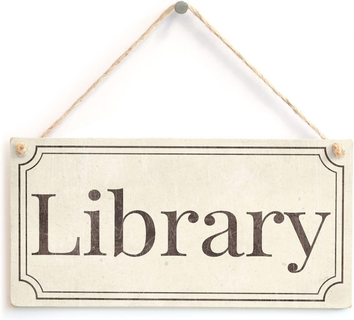 XLD Store Library - Stylish Vintage Style Plastic Library Door Sign Gift