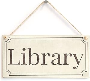 XLD Store Library - Stylish Vintage Style Plastic Library Door Sign Gift