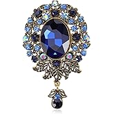 YBEATY Teardrop Diamond Brooch Vintage Crystal Elegant Flower Badge Brooches Pin Antique Lapel Pendant Corsage Scarf Clip Filigree Bouquet Hollow Accessory for Women Men Wedding Dress Clothes
