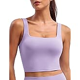 BAYDI Clouduxi Square Neck Sports Bras for Women - Padded Workout Tops with Built-in Bra U Back Gym Yoga Crop Tank Top