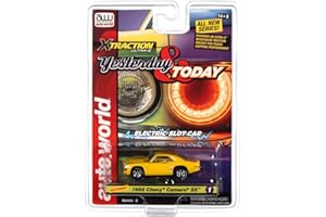 AW AUTO WORLD Auto World Xtraction 1969 Chevrolet Camaro (Yellow) HO Scale Slot Car
