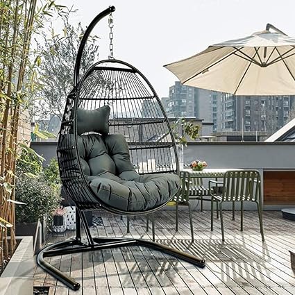 Wicker hanging chair with stand Clearance