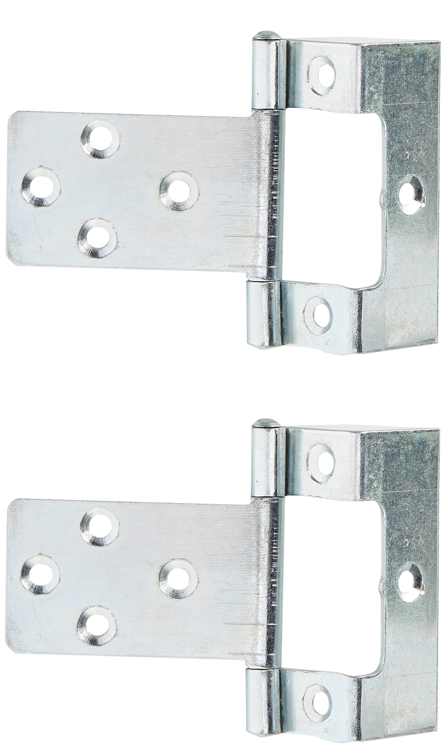 Merriway® BH01811 (2 Pcs) Non-Mortise Cranked Partial Wrap Cupboard Cabinet Door Flush Hinge, 50mm (2 inch) with 5/8 inch Crank Bright Zinc Plated - Pack of 2 Pieces
