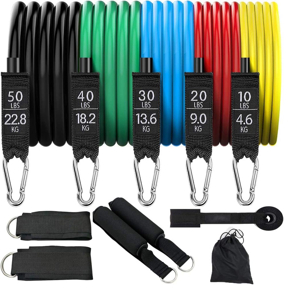 ORIONE Resistance Bands Set,11Pcs,Strap Bands,Stackable to 150 Pounds, Pull Rope Exercise Set, Including 5 Bands for Resistance Training,Indoor Fitness, Physical Therapy, Home Workouts, Yoga