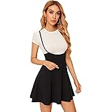 DIDK Women's Basic High Waist Ruffle Hem Flared A Line Suspender Skirt