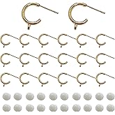 YKEBVPW 20 Sets Earring Hoops for Jewelry Making Gold Plated Metal Connectors DIY Earrings Hoop Post Findings with Hooks and Ear Nuts Components for Crafting Dangle Designs