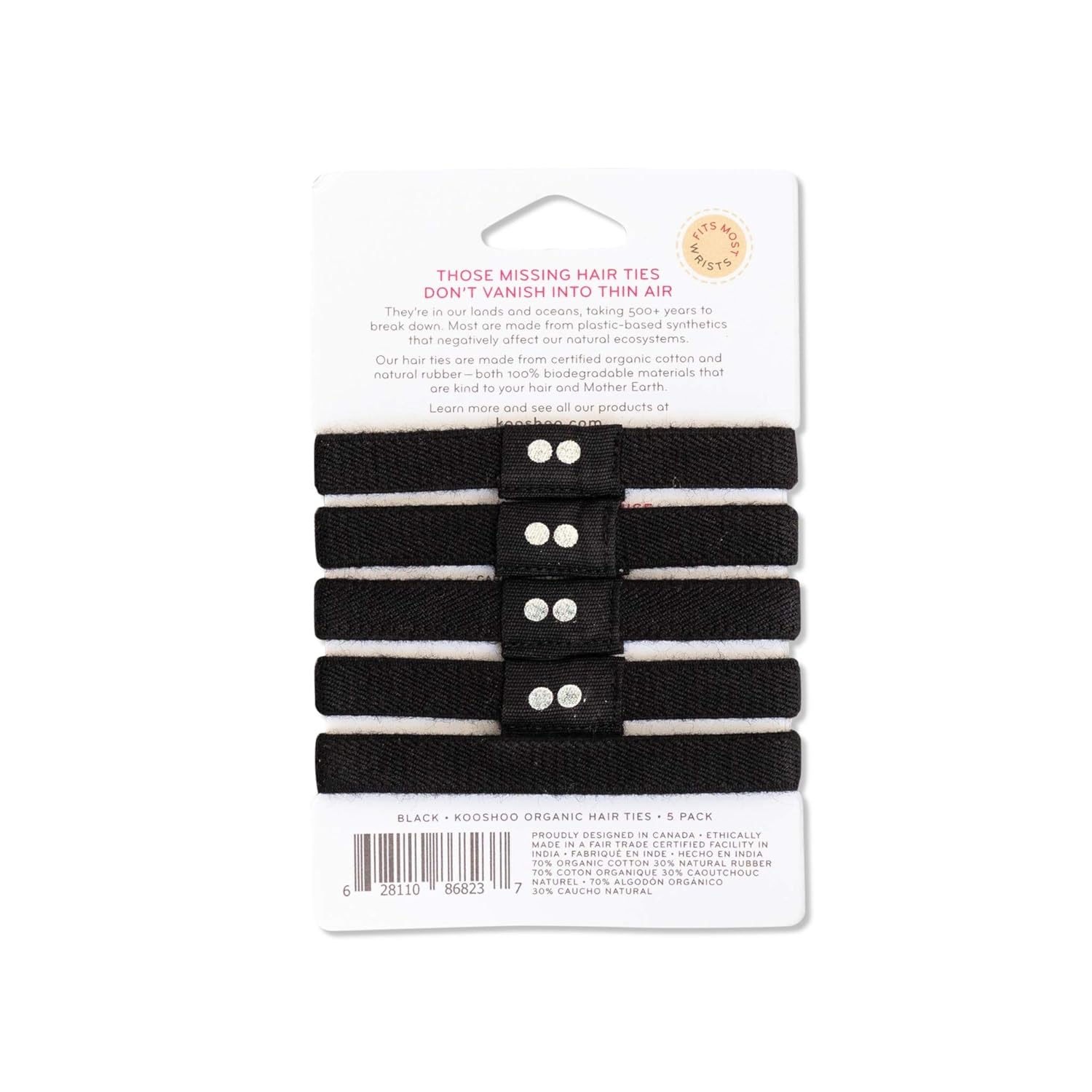 Amazon Com Plastic Free Organic Cotton Hair Ties In Black By