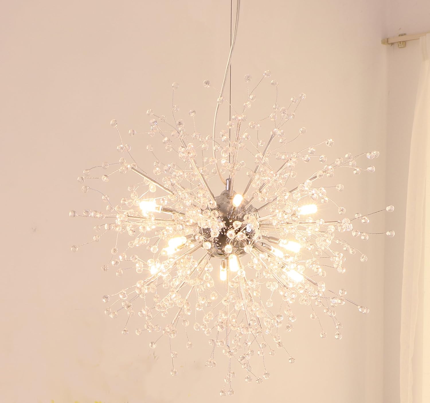GDNS Chandeliers Firework LED Light Stainless Steel Crystal Pendant Lighting Ceiling Light Fixtures Chandeliers Lighting, Dia 23.5 inch - - 