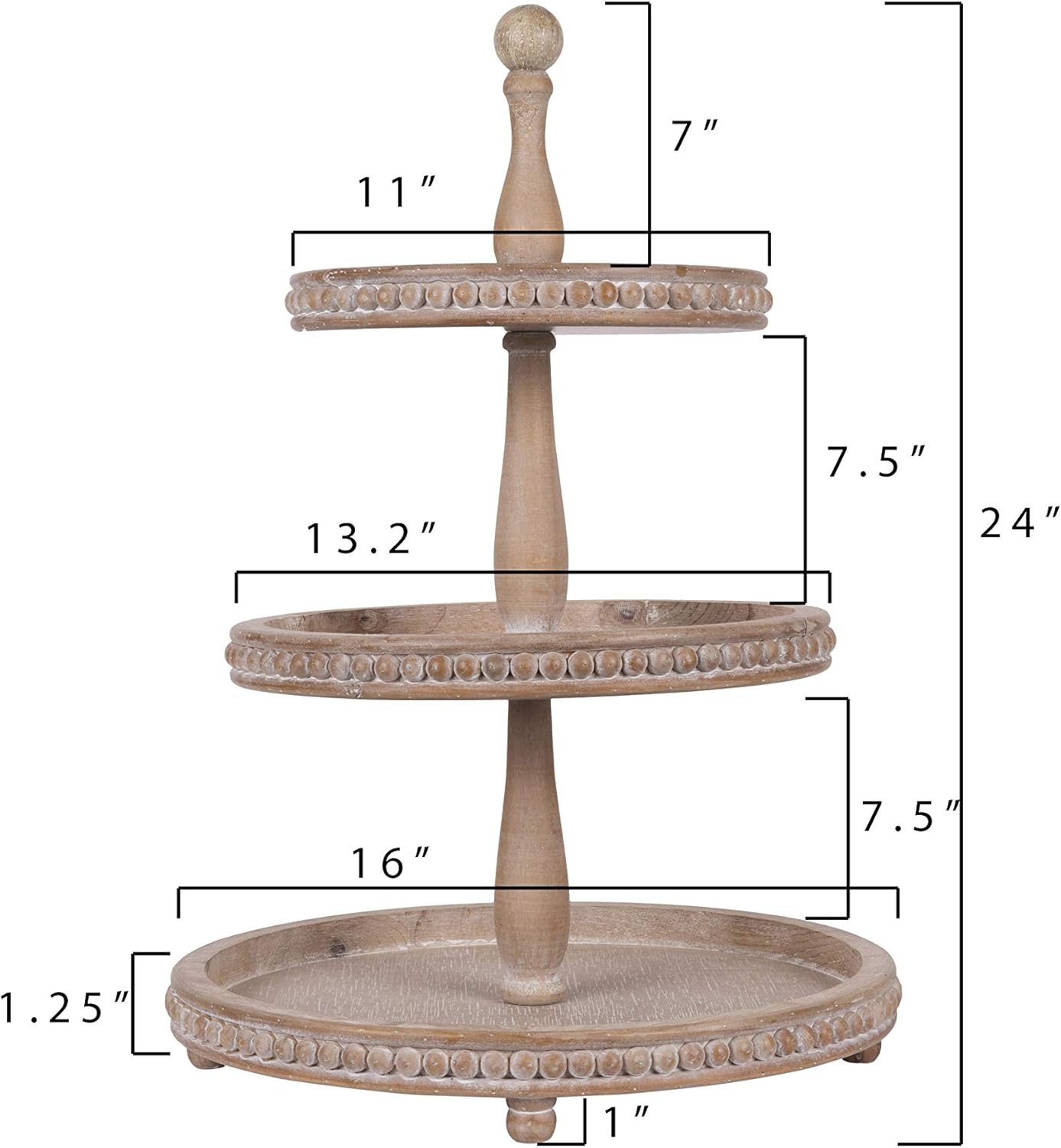 Creative Co-Op Whitewashed Round Decorative Wood Tray: Home & Kitchen