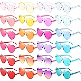 Pibupibu 24 Pack Star/Heart/Butterfly/Flame Sunglasses Bulk, Rimless Fun Colorful Sunglasses for Women Party Favors