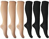 6 Pairs of Unisex Compression Socks (15-20mmHg) for Running, Nurses, Shin Splints, Travel, Flight, Pregnancy & Maternity