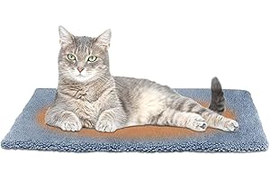 Self-Warming Cat Bed Mat for Indoor Cats & Small Dogs, Self Heating Pet Crate Mat for Indoor Pets with Removable Cover, Machi