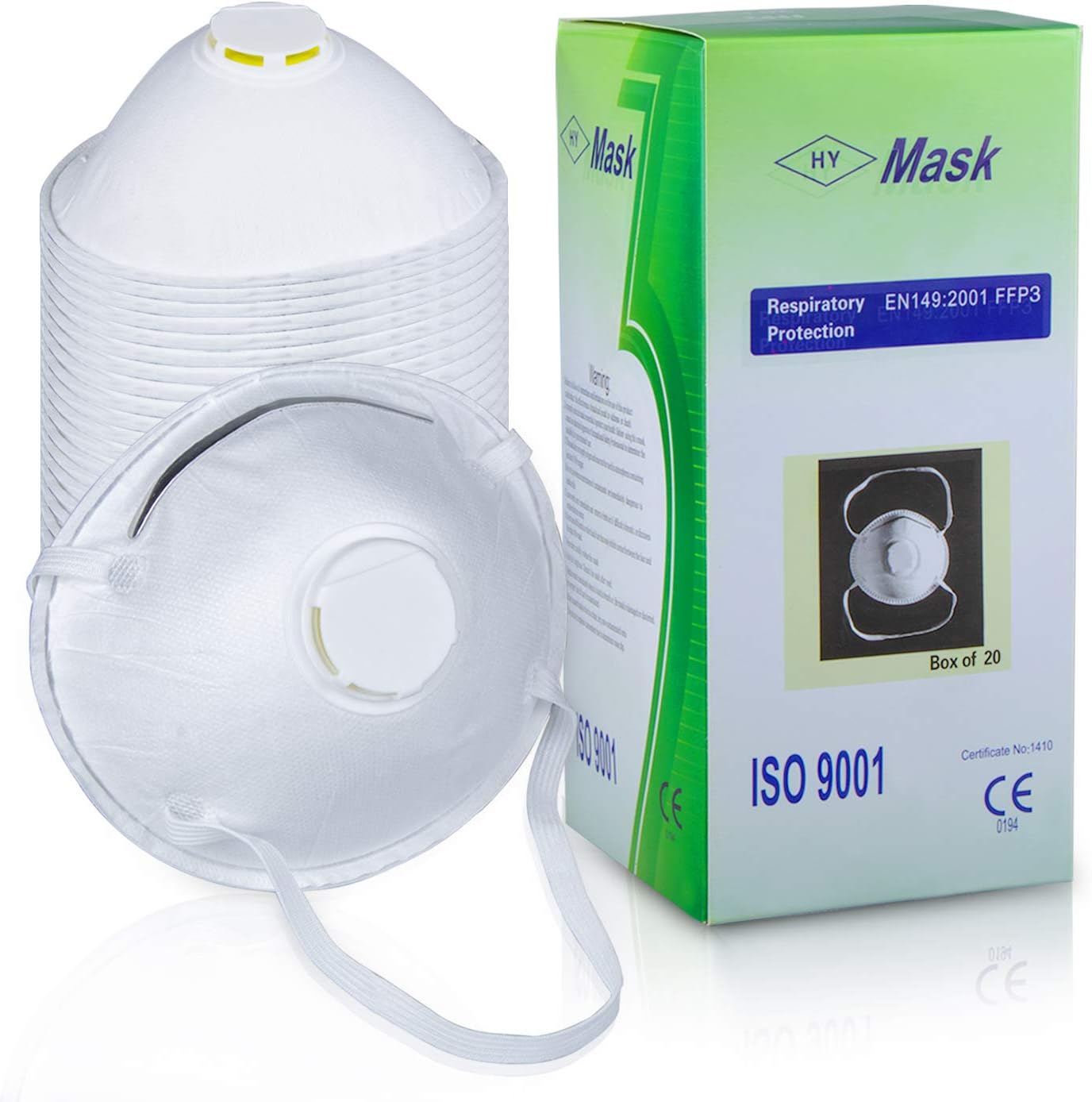 Dust Mask Respirator Face Masks N95 Disposable (20 Pack) with Breathing Valve, Personal Protective Equipment - N95 Particulate Respirators for Construction, Home, DIY Projects
