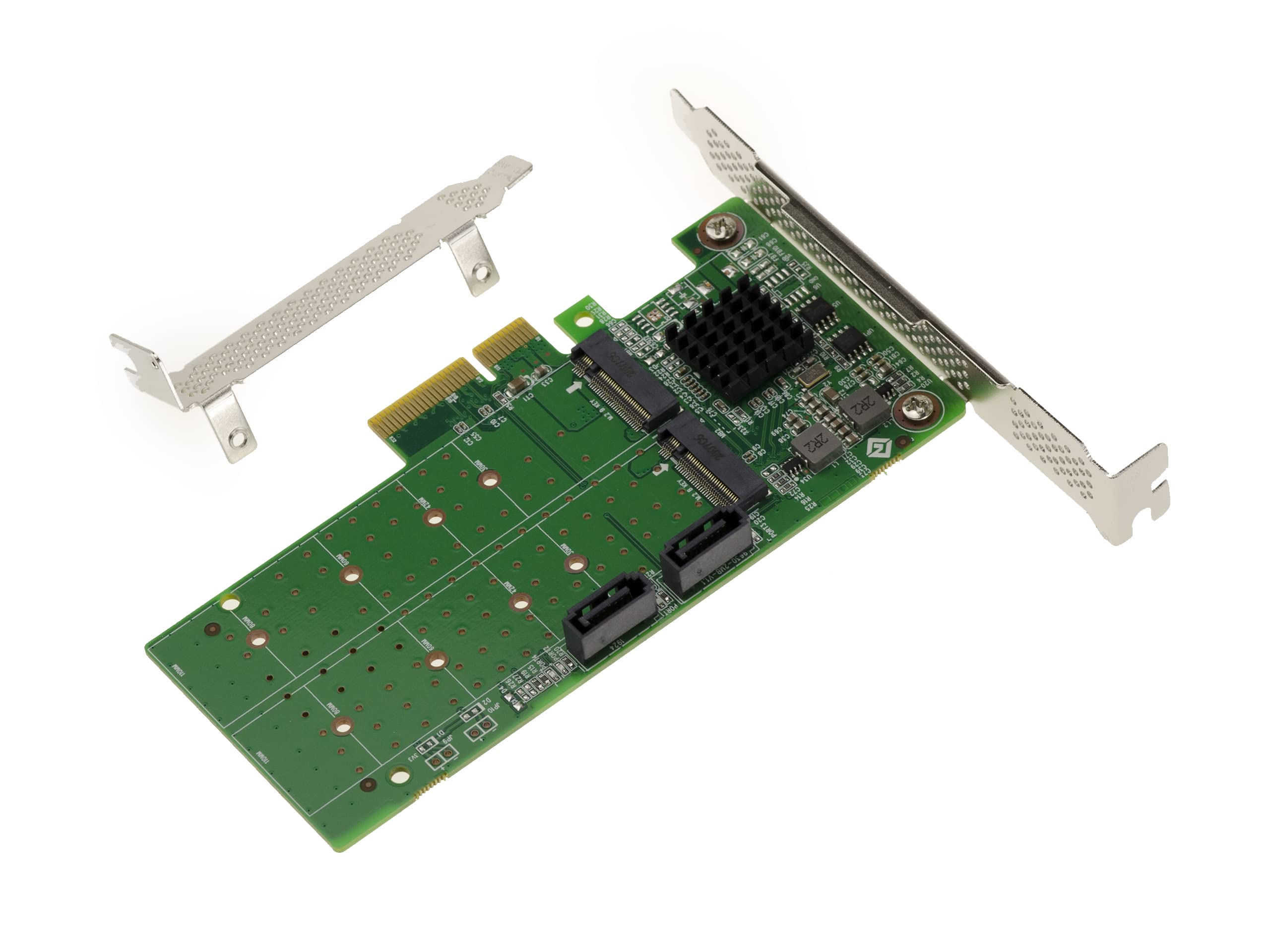 KALEA-INFORMATIQUE PCIe 2.0 card with 2x SSD M2 SATA type and 2x HDD SATA 3.0 6G with Marvell 88SE9215 chipset - High and Low Profile