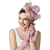 SWEETV Fascinators Hats for Women Tea Party Hat and Gloves Set for Kentucky Derby, Cocktail, Wedding, Fancy Dress Party