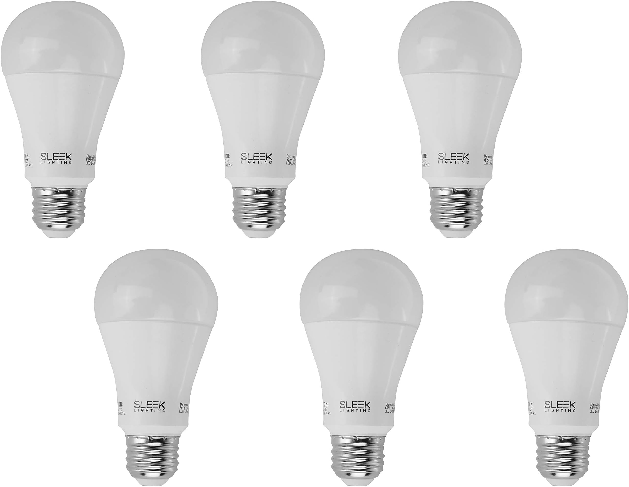 SleekLighting 13 watt led light bulbs Large A21, Dimmable General Purpose Household Light Bulb(240), Warm White (3000k) 1100 Lumens, E26 Medium Base,75 watt light bulbs Equivalent, UL (Pack of 6)