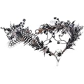 MOSTORY Black Feather Elf Crown - Handmade Witch Headpiece Dark Fairy Tiara with Raven Skull Gothic Cirlcet for Women s Renaissance Cosplay Goth Wedding