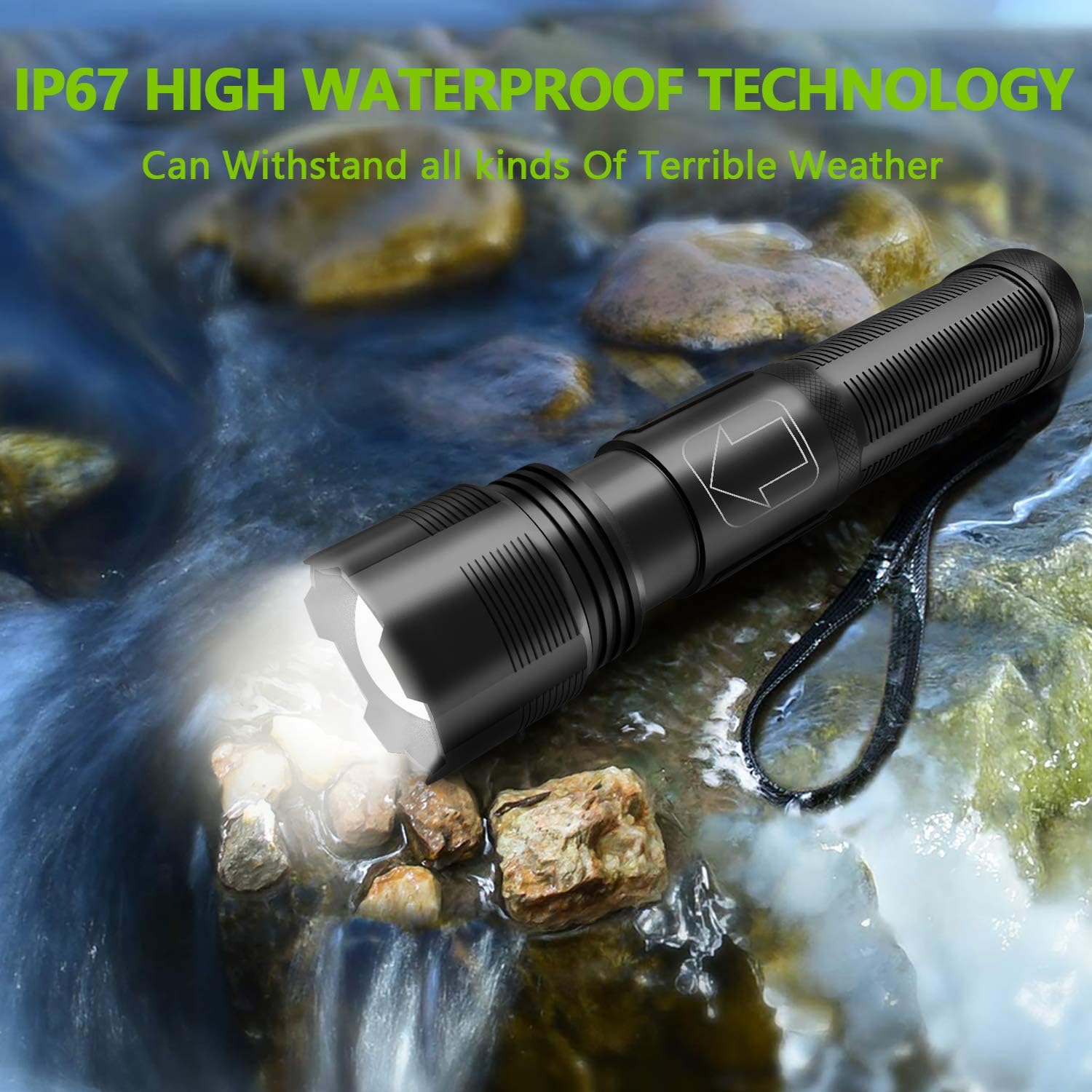 High Lumens LED Rechargeable Tactical Flashlights with Holster (18650 Battery and USB Cable)-7000 Lumen Super Bright, IPX6 Waterproof, 5 Zoomable Lighting-Best Camping, Emergency, Handheld Flashlights - - 