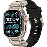 FULLIFE Designed for Apple Watch Band Apple Watch Ultra 3/2/1 49mm for Men, Silicone Rubber Bands with Metal Connector for Apple Watch Series 11/10 46mm, 9/8/7 45mm, SE2/SE 6/5/4 44mm, 3/2/1 42mm