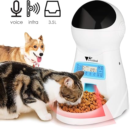 Amzdeal Distributeur Automatique De Nourriture Pour 4 Foisjour Pet Feeder Automatique Distributeur De Croquettes Gamelle Pour Chienchat Grand