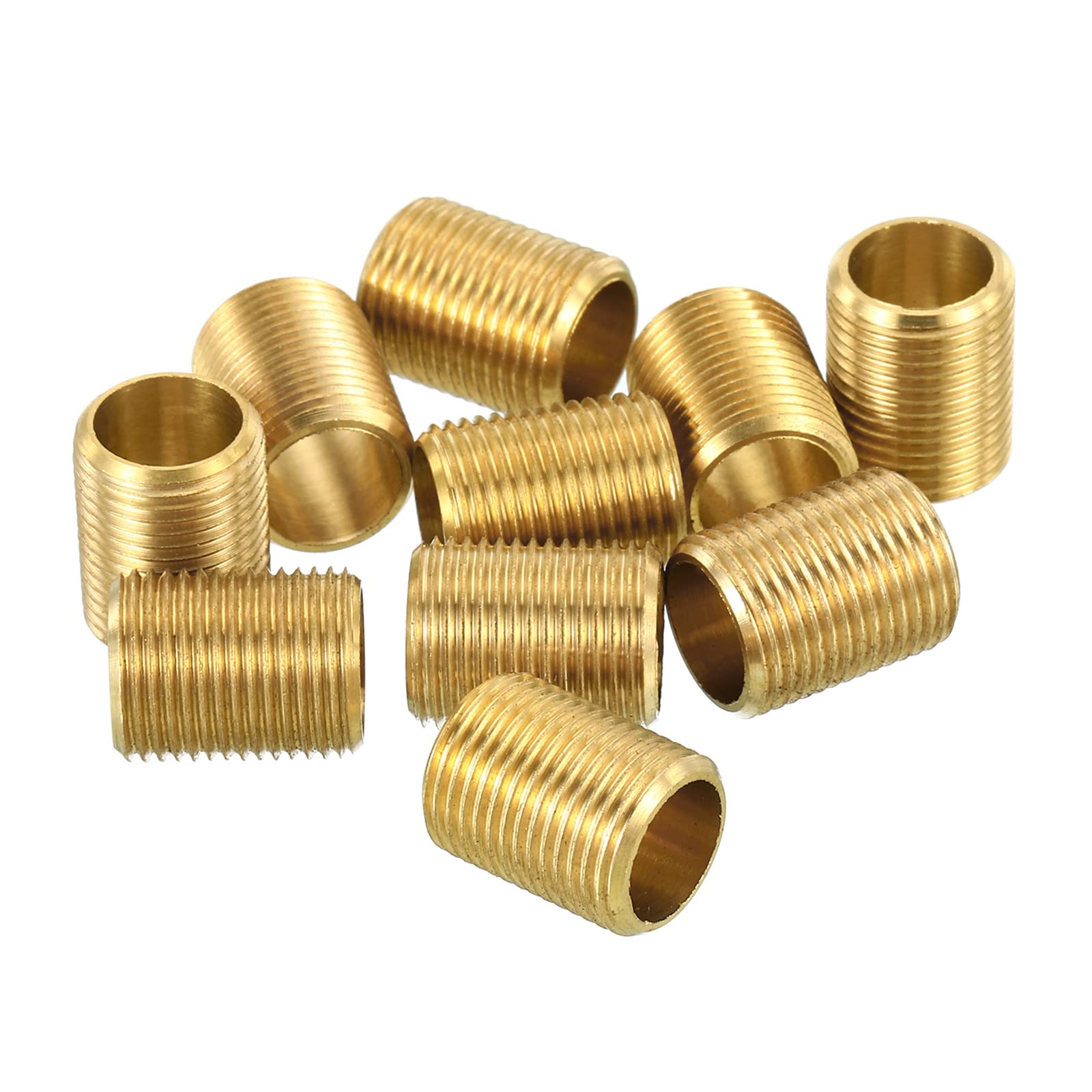 PATIKIL M12 Fine Thread Lamp Pipe, 10 Pack 15mm Threaded Hollow Tube Adapter Brass Coupler Connector Pipe Fitting