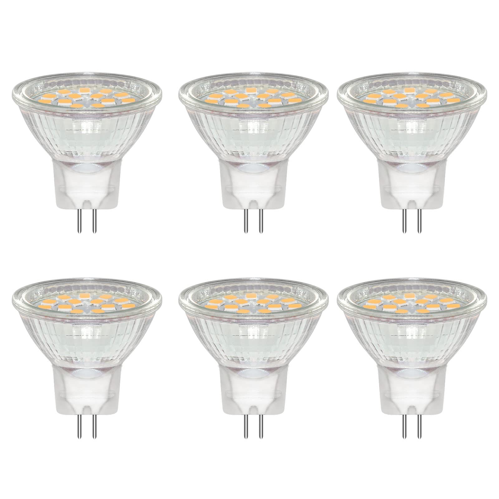 Caldarax 6 Pack MR11 GU4 12V 3W LED Bulb, Warm White 3000K, Equivalent to 30W 20W Halogen Spotlight Bulb, 35mm*35mm, 300LM, GU4 Bi-Pin Base, 120° Beam Angle, Non-Dimmable, for Hallway, Living Room — image 1