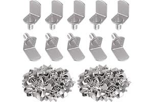 Swpeet - 60pcs L Shelf Pins 6mm Silver 6mm Shelf Bracket Silver Steel Shelf Bracket Cabinet Clips Holder for Holes in Bookcas