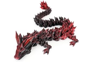 ACOCOFE 16" 3D Printed Dragon, Articulated Dragon, Mystery Crystal Dragon,Large Home Office Decor Fidget Toys Executive Desktop Surprise Animals Toy (BlackRed)