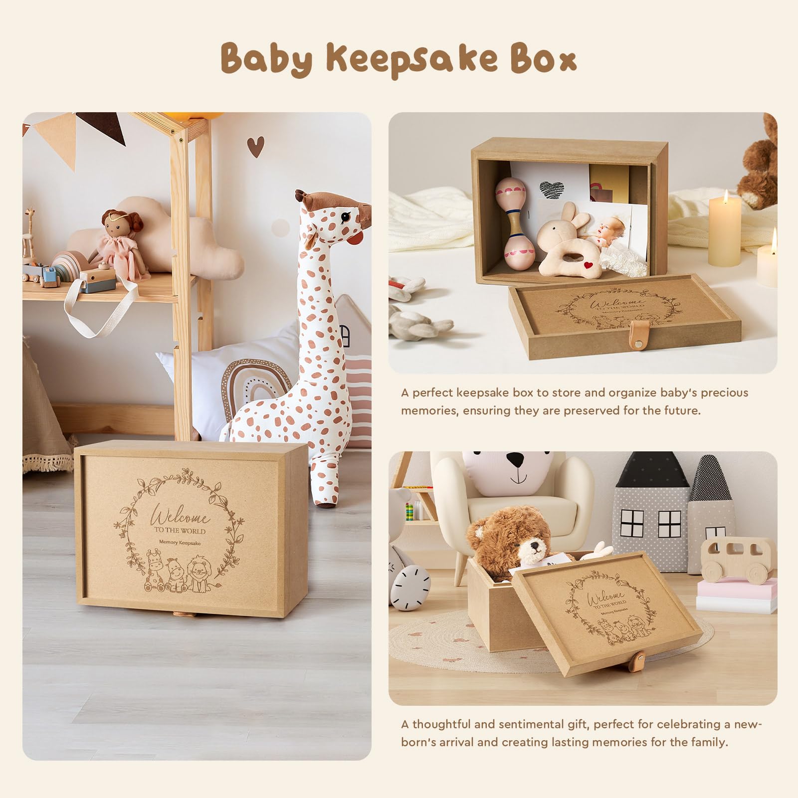 AW BRIDAL New Mom Gifts New Parents Gifts Baby Keepsake Box Memory Box for Keepsakes Newborn Infant Shower Gift for Girls Boys Baby Tooth Pregnancy Keepsake Box