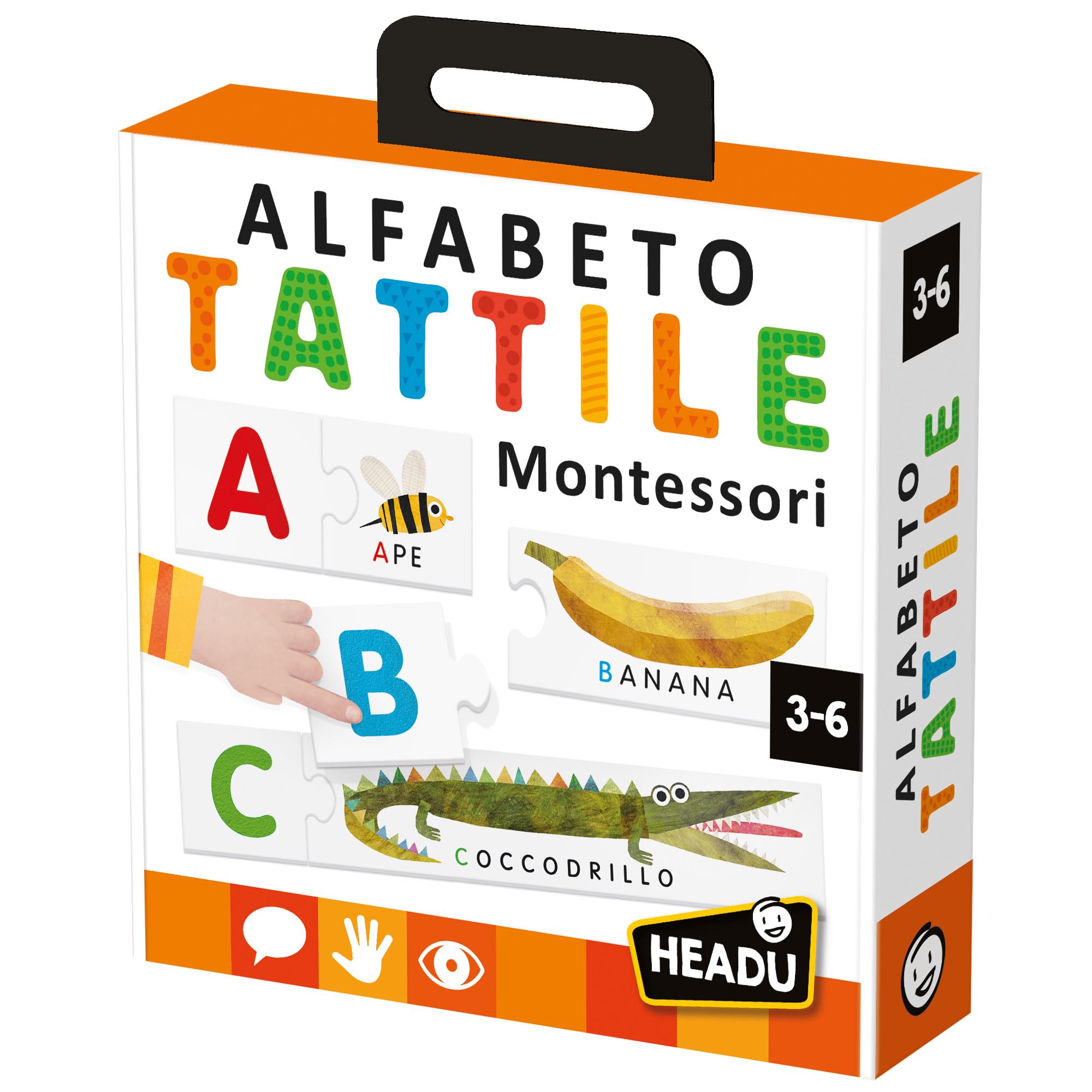Headu - Montessori Tactile Alphabet, Multicolor, IT20164